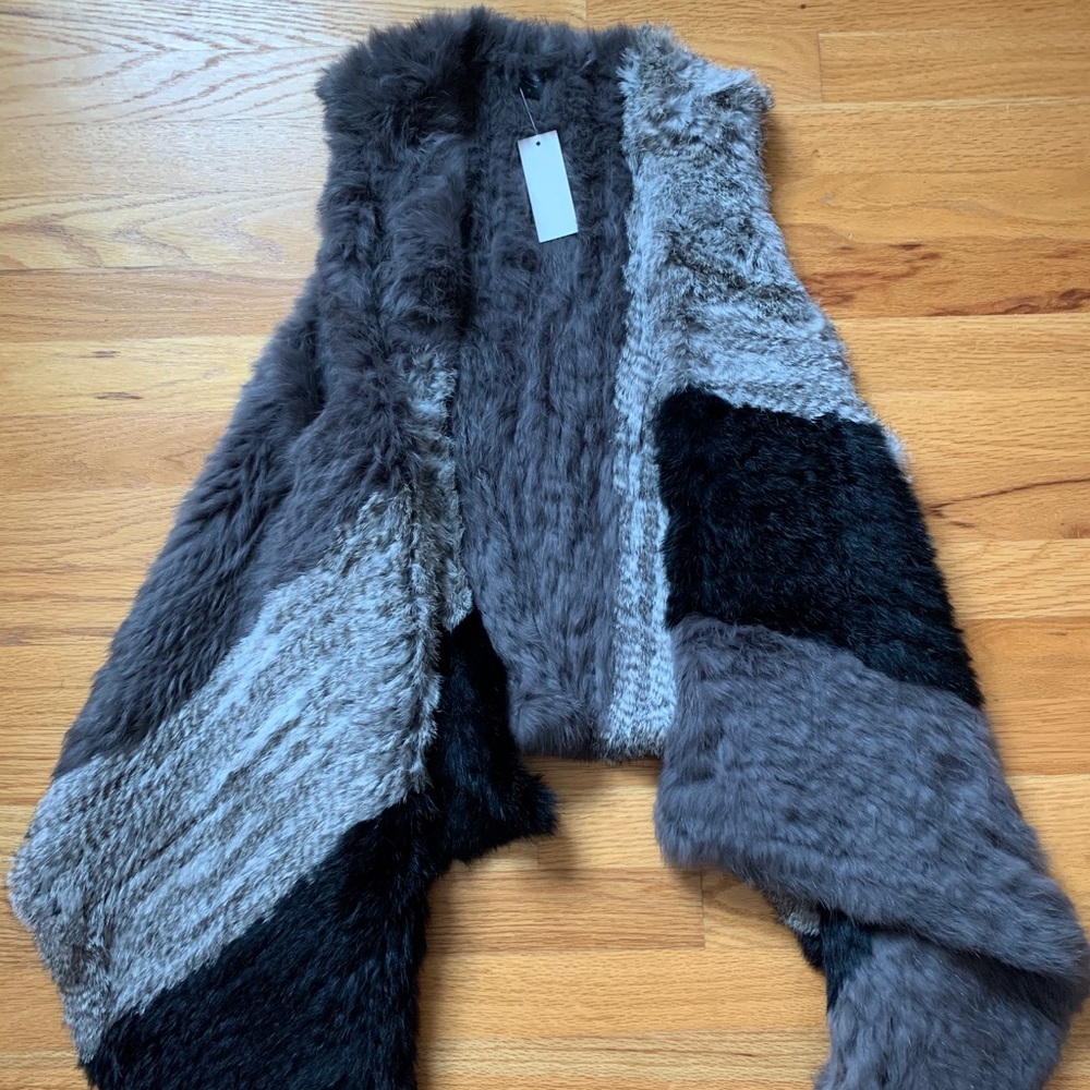 Gray Fuzzy Vest/Cardigan